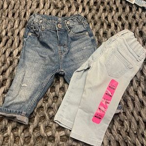 H&M dark blue jean and children’s place light blue jeans